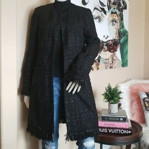 NWOT // Vertigo Paris // Tweed Long Black Coat